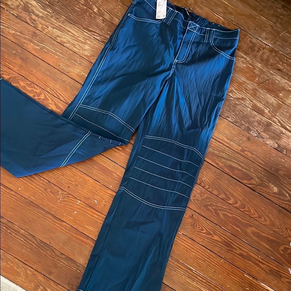 Silence + Noise Nylon Pants with White Stitching